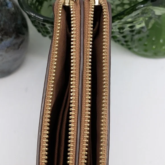 Coach brown Pebbled Leather Double Zip Wristlet - Picture 8 of 10